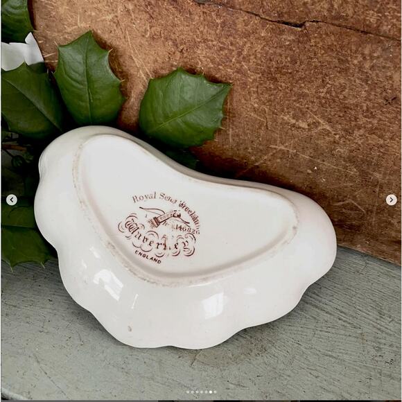 Vintage Ironstone Bone Dish Brown Transferware Royal Ridgeway Waverly England - Picture 6 of 7